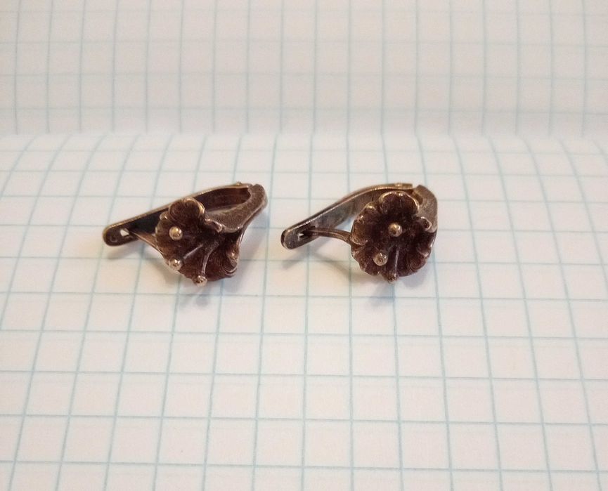 Вінтажні сережки Лілія Срібло позолочене 925 проба. СРСР