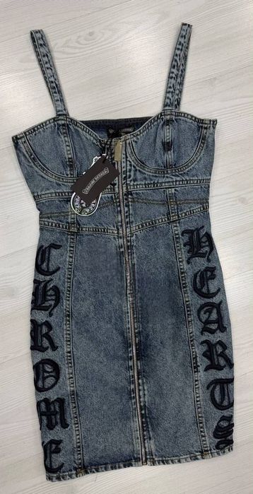 Джинсовый сарафан, платье Chrome Hearts