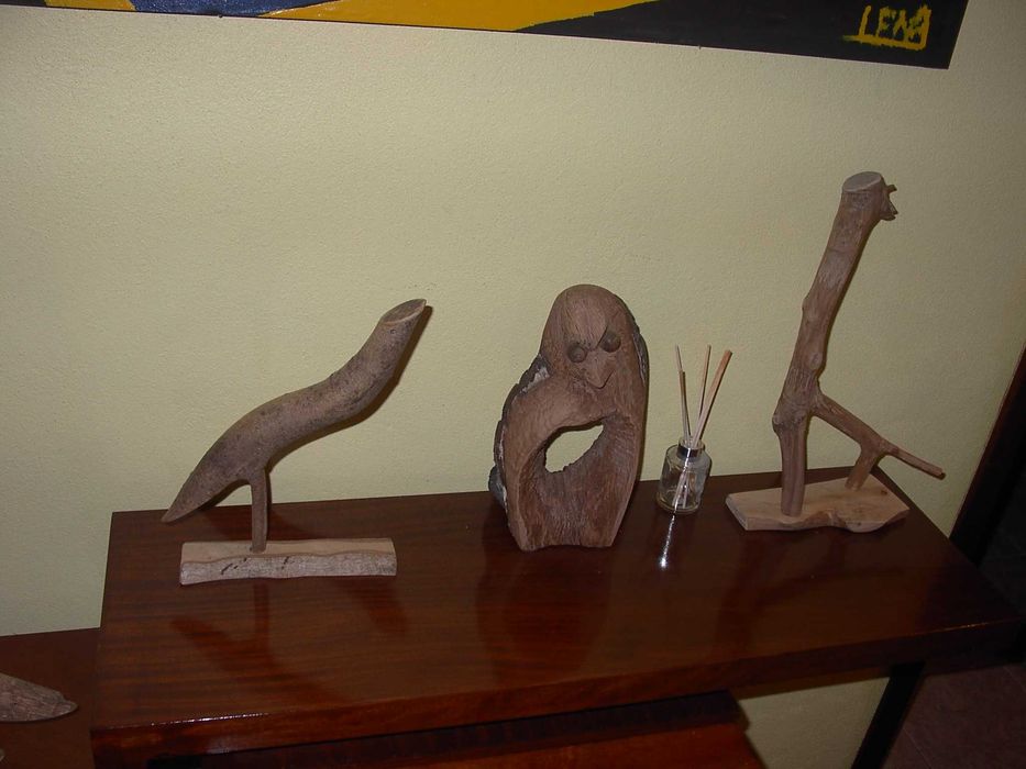 Esculturas em galho de árvore ao natural