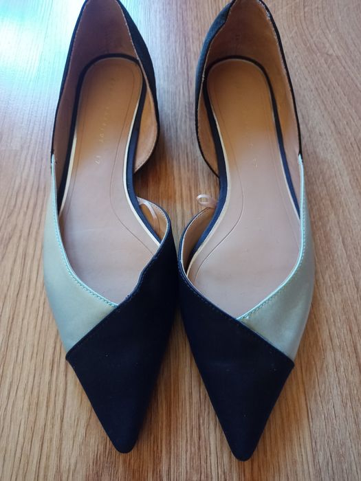 Baleriny Zara tricolor 37 satynowe w szpic