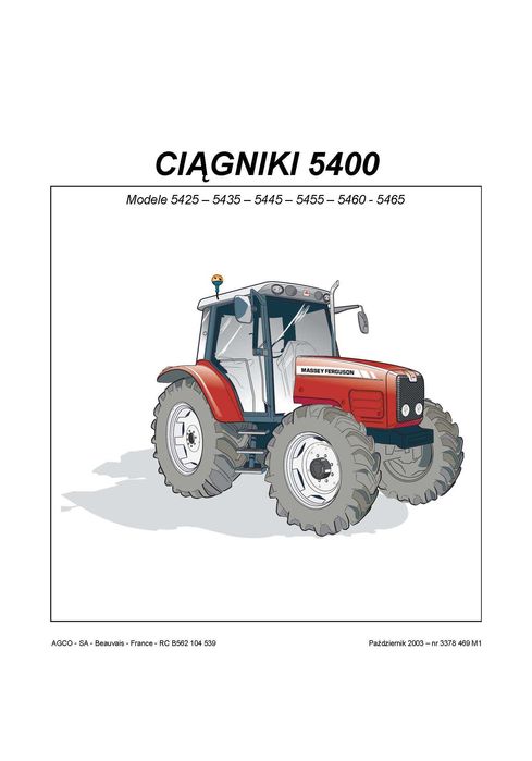 Instrukcja obsługi Massey Ferguson 5445; MF5445   MF