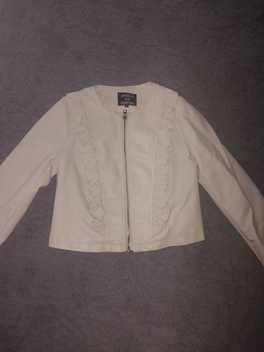 Kurtka ram9neska dziewczęca damska S ecru skóra ekologiczna