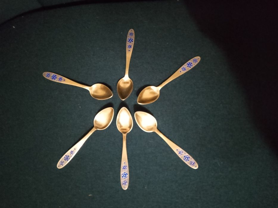 Dwa kpl łyżeczek 1956r złocone sygnowane