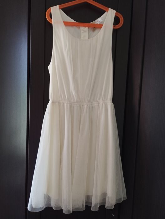 Divided by H&M 36 sukienka tiulowa kremowa