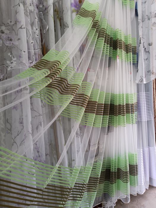 Тюль смужка мілка,крупна  різнокольорова