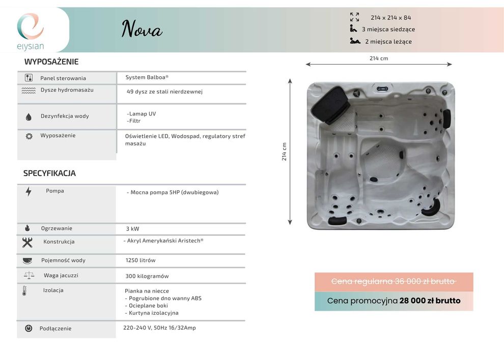 Jacuzi Nova z mocną pompą 5 HP - promocja!