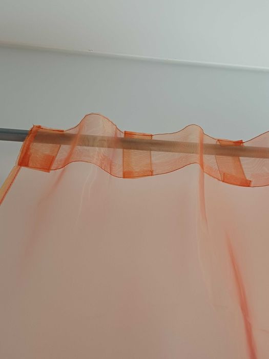 Conjunto 2 cortinados em organza laranja