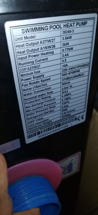 Pompa ciepła do basen trend pool Heat pro 3,5 kw, 3,5 m3 wody by-pass
