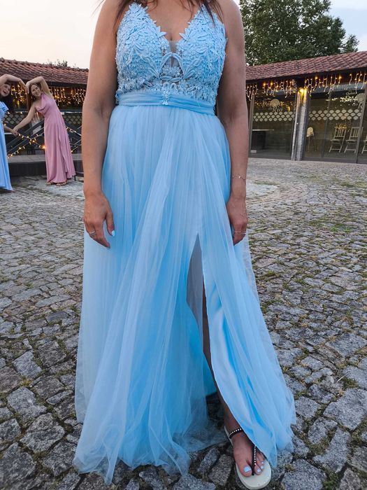 Vestido de cerimónia azul pastel