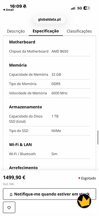 Computador Mach 2 Gamer-PC Ryzen 5 7500F 32GB DDR5 1TB RTX 5060 Ti 16GB WiFi W11