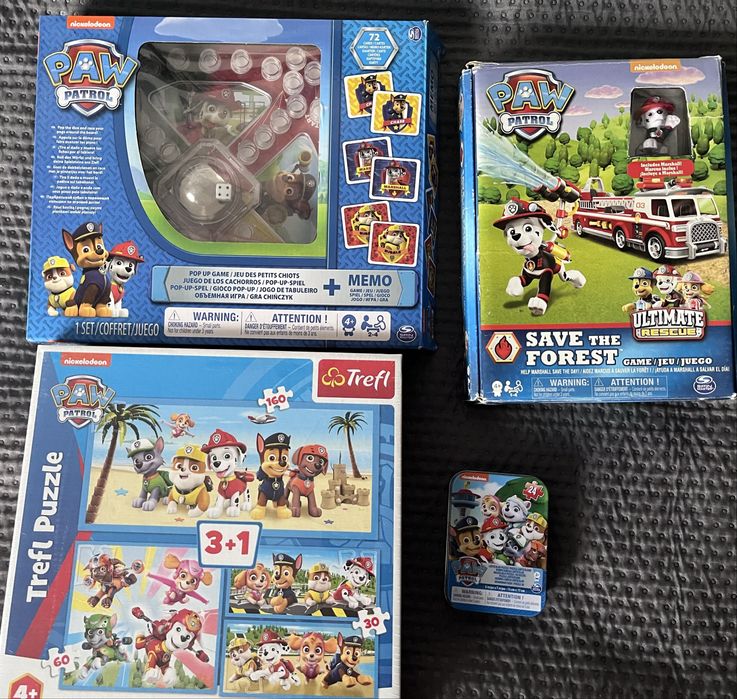 Psi patrol gra planszowa Chińczyk, puzzle, memory, gra marshall