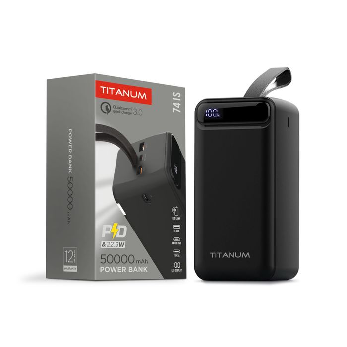 Павербанк з ліхтареком 50000mAh TITANUM 741S 22.5W