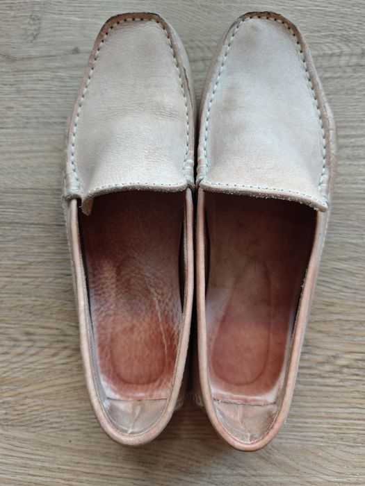 Mocassins / Sapatos em Pele Natural rosa bebê/ Nude – Tam. 38