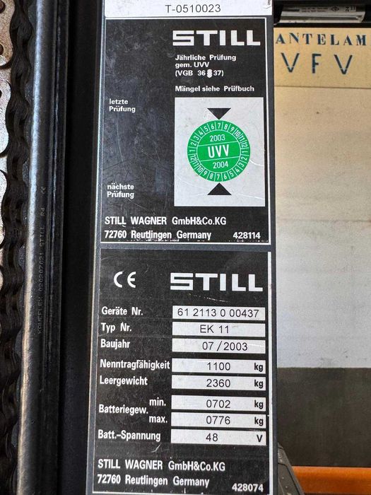 Empilhador STILL EK11 | Bateria 2021 | Carregador | 1100kg | Excelente Estado