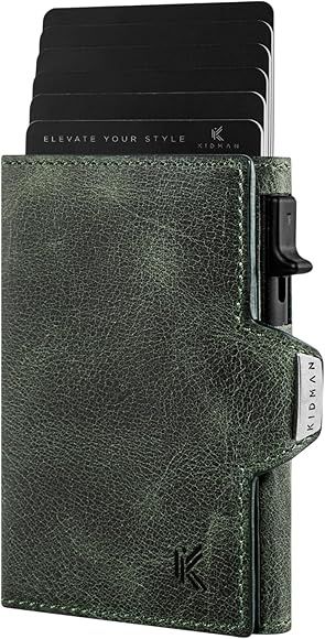 KIDMAN Phoenix I Skórzany, smukły portfel z aluminiową obudową