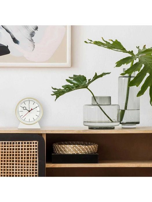 Будильник Bloke White, дерев’яний будильник,кварцовий механізм