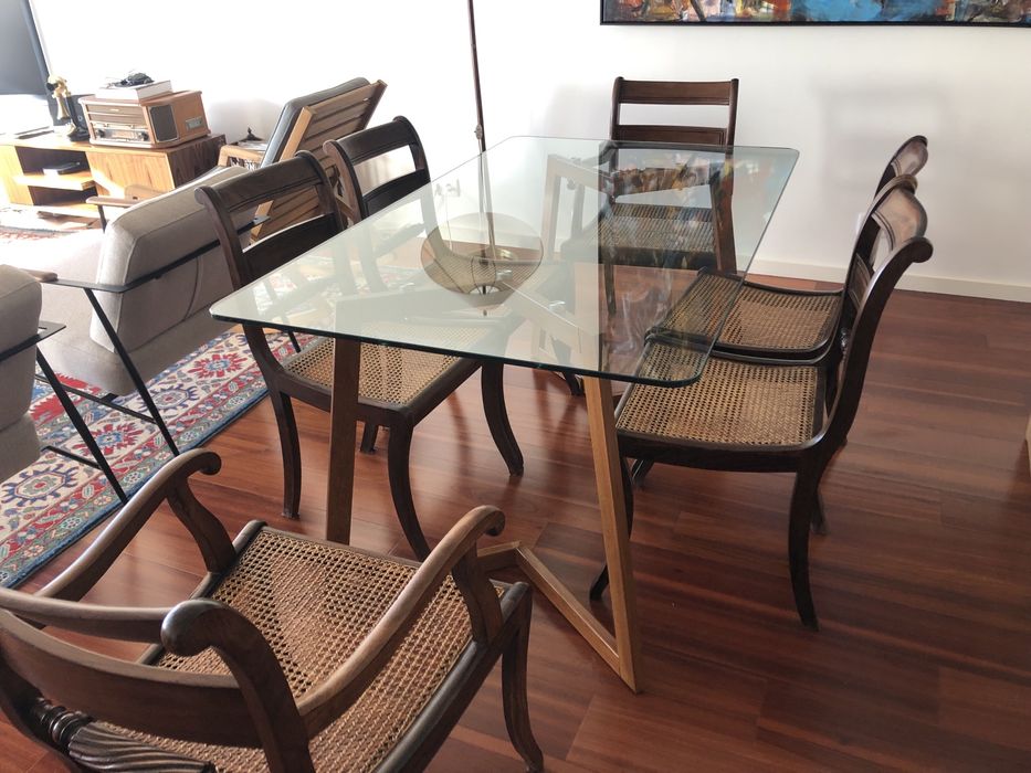 Mesa jantar em vidro