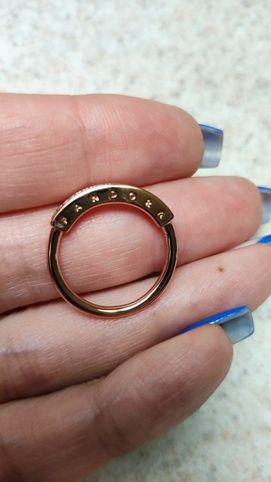 Pierścionek pavé Pandora Signature, różowy, nowy, rozm. 54