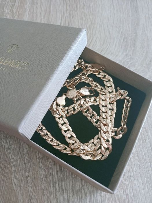 Łańcuszek Pancerka Diamentowany stal Gold Plated 18K 63cm 8mm 46g