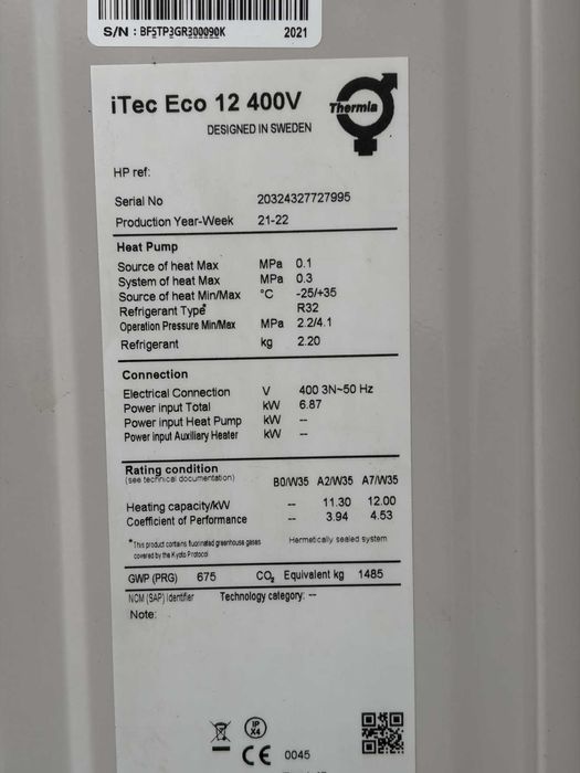 Pompa ciepła- Thermia iTec Eco 12kW