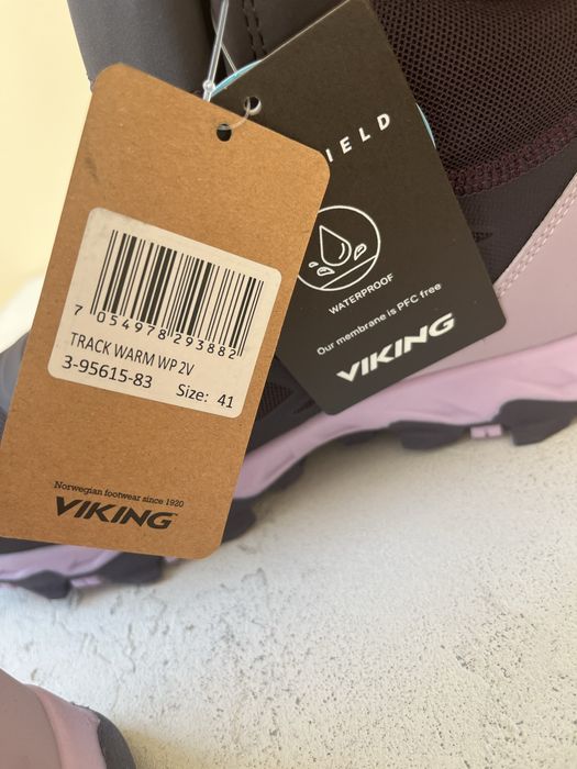 Зимові водонепроникні черевики Viking Track Warm WP 2V на липучках, 41 EU (27 см)