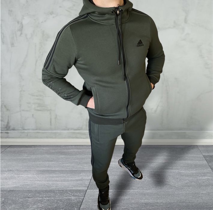 Теплий спортивний чоловічий костюм Adidas з капюшоном