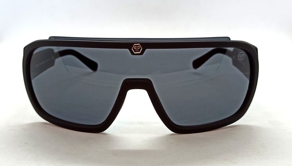 Philipp Plein очки маска унисекс черные матовые с серебристым лого