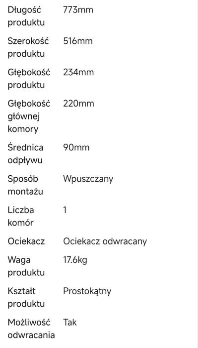 Zlewozmywak granitowy Romesco 1-komorowy z ociekaczem