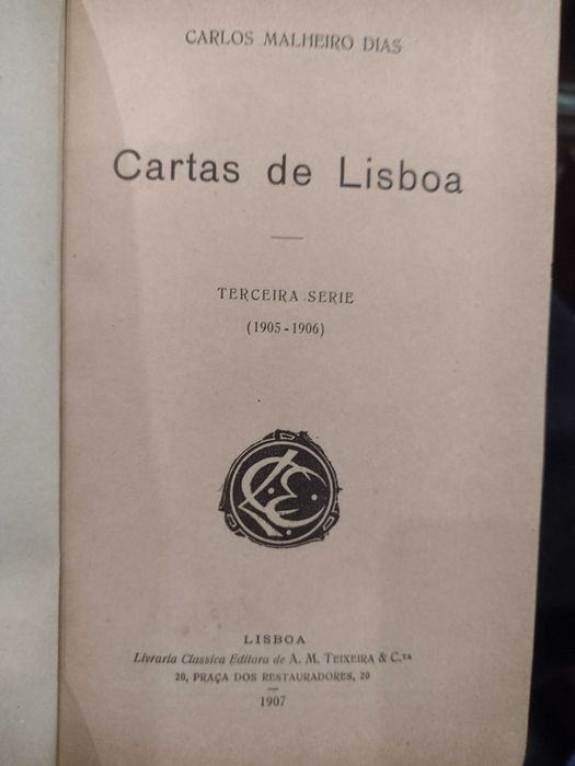 Cartas a Lisboa (1905/1906) Carlos Malheiro Dias 1907