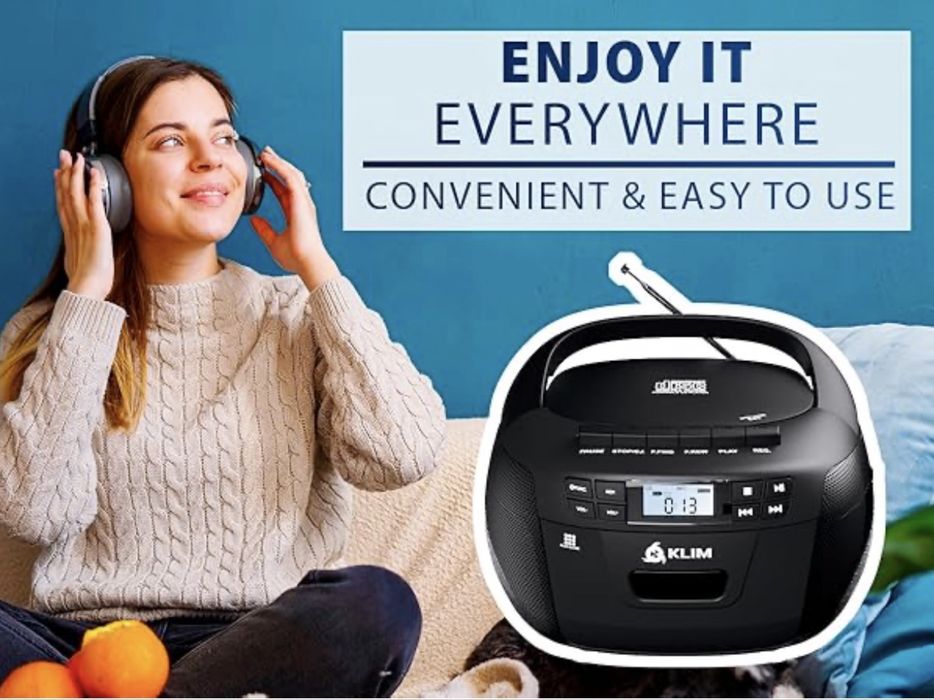 Новий Bluetooth CD-бумбокс KLIM + Касетний магнітофон (USB, AUX, Радіо)