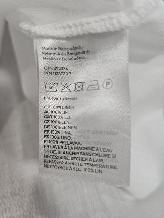 H&M тоненькая  льняная  рубашка  свободного кроя  л/хл