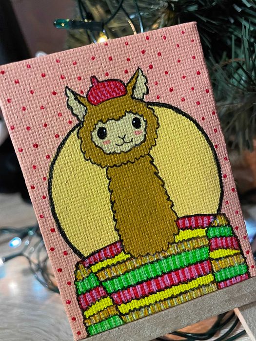 Мини картина Мистер Альпака + мольберт