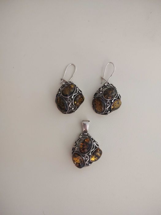 Набор серебро янтарь