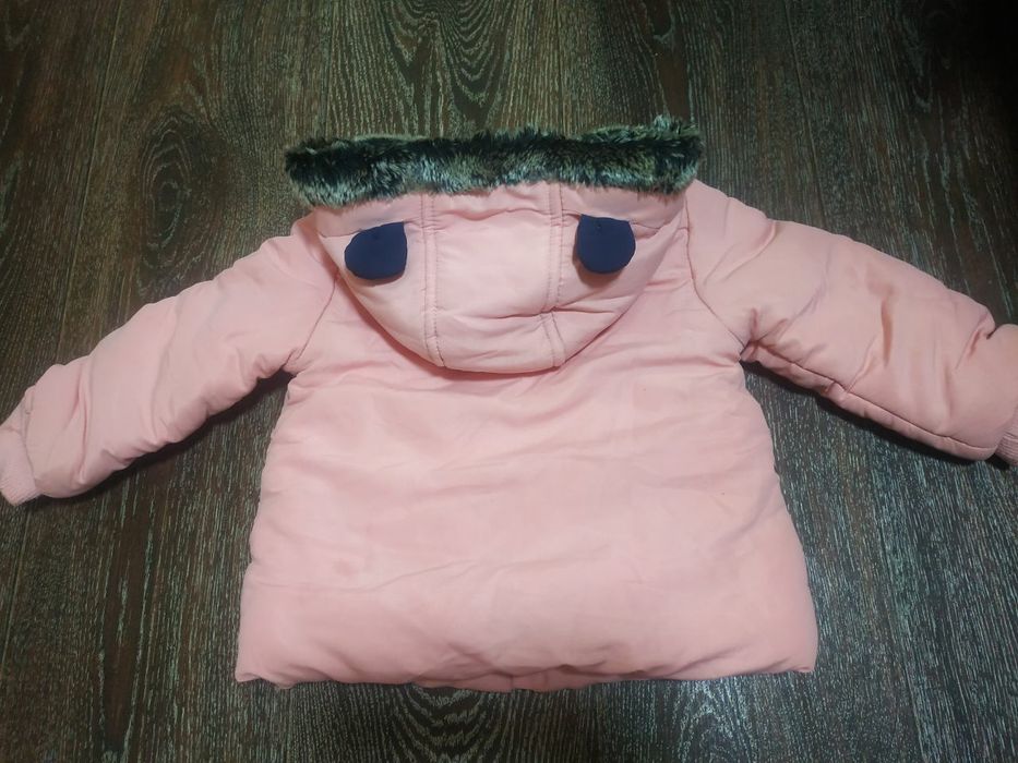 Детская зимняя куртка для девочки 1-2 года полномерная розовая тёплая