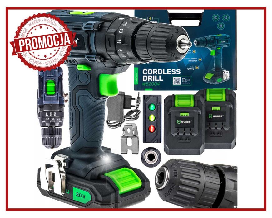 WIERTARKA WKRĘTARKA Udarowa Akumulatorowa 2x Akumulator (PROMOCJA)