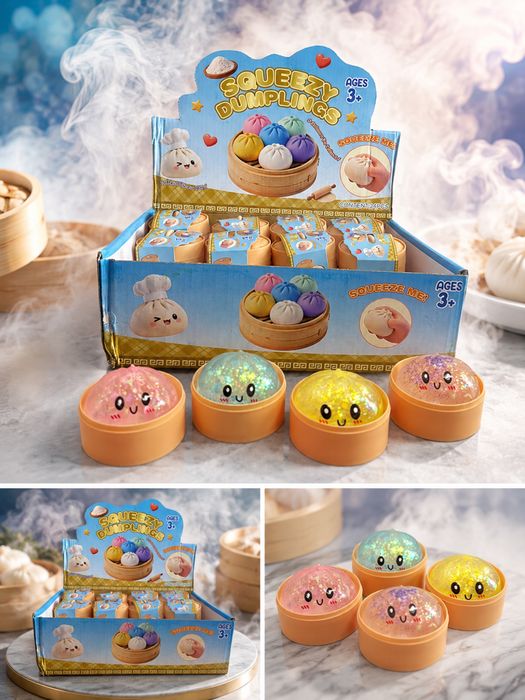 Іграшка антистрес Squishy Dumpling CF002 "Таємничий Пельмень" з блискітками малий розмір 5,5x5.5 см