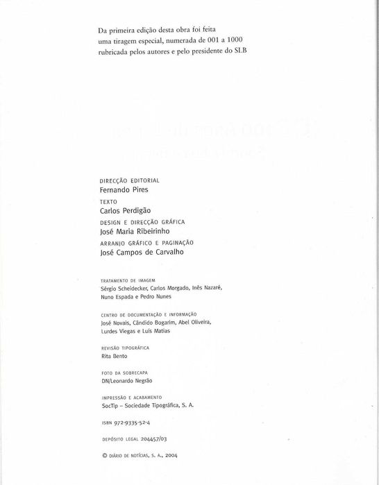 Carlos Perdigão - - - Benfica - 100 Anos de Lenda - - - - - Livro