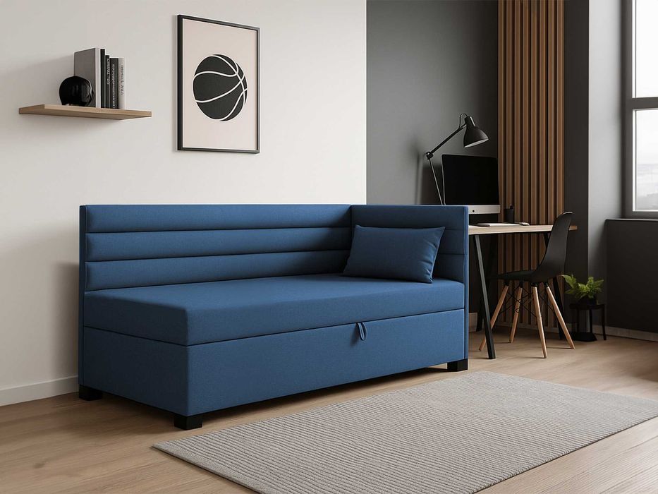 Łóżko młodzieżowe narożne Nela tapczan kanapa sofa z pojemnikiem