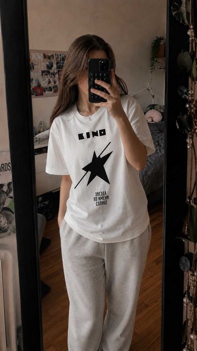 Koszulka Kino L biała Viktor Coj merch rock russian
