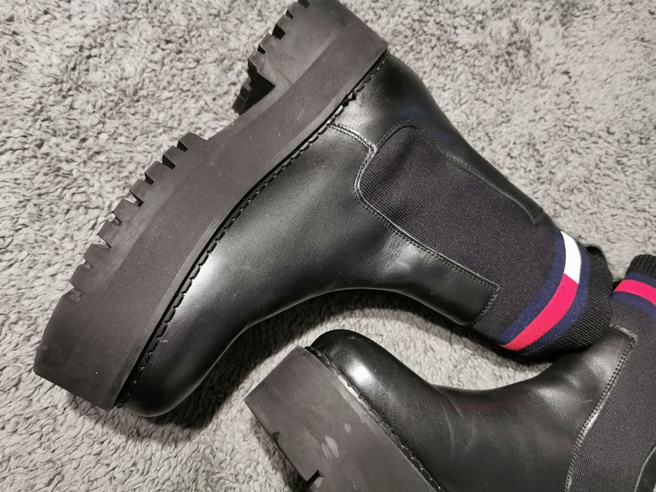 Botki sztyblety Tommy Jeans Flatform Chelsea Sock