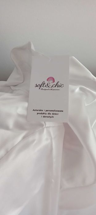 Szlafrok biały satyna damski S