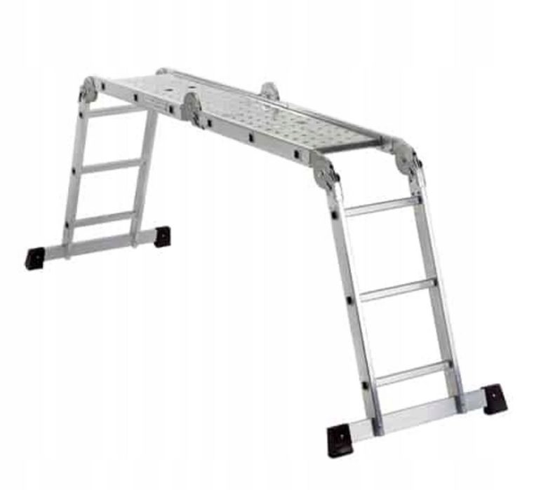 Drabina aluminiowa przegubowa 4x3 + podest do 150 kg
