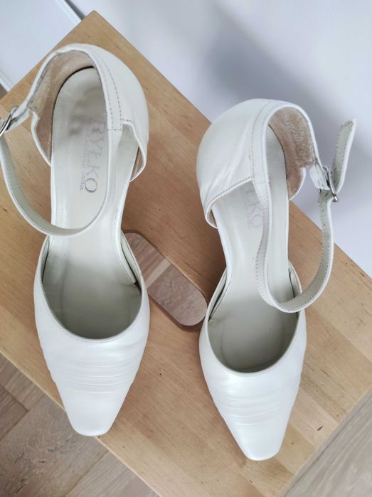 Ryłko buty ślubne kremowe ecru r. 36.5 (37) zapasowe fleki
