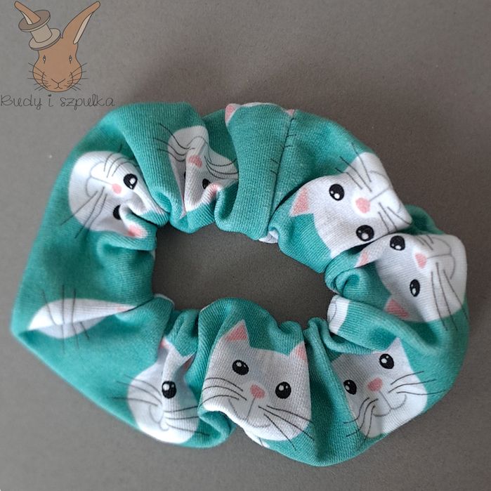 Scrunchie do włosów z motywem kota