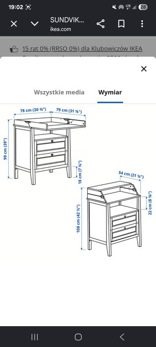 Zestaw mebli niemowlęcych SUNDVIK Ikea