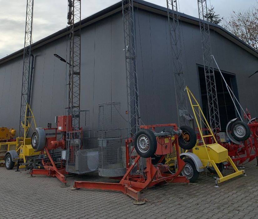 Windy budowlane Niemieckie pionowe Zeppenfeld Herzog 200kg z koszem obrotowym na taczkę przyścienne rusztowaniowe podnośnik wciągarka linowa