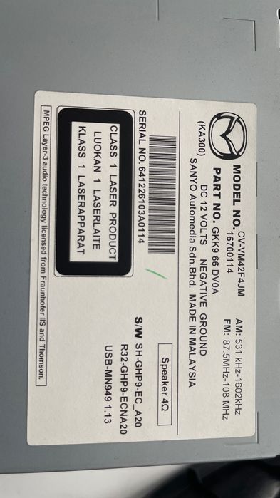 Штатна автомагнітола Mazda CX-5 2013, вживана