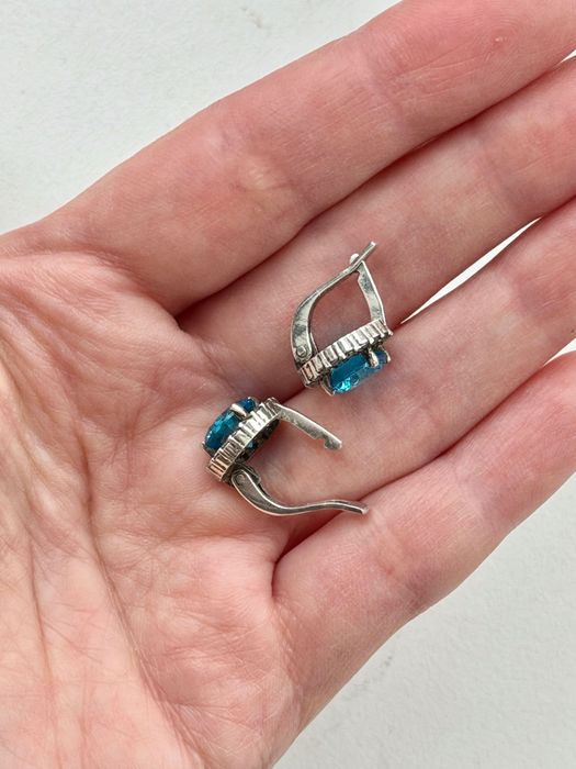 Серебряные серьги, сережки с топазом