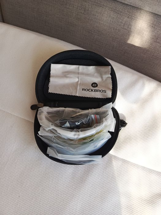 ROCKBROS-okulary rowerowe przeciwsłoneczne/3x szkła/etui/opaska/worek