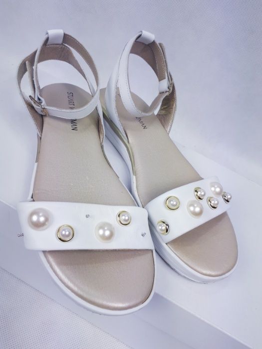 Sandały STUART WEITZMAN białe pwrły skóra 36